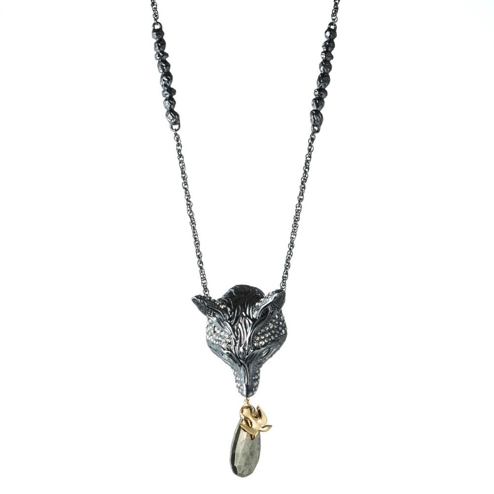 Vintage Encrusted Fox Head Necklace